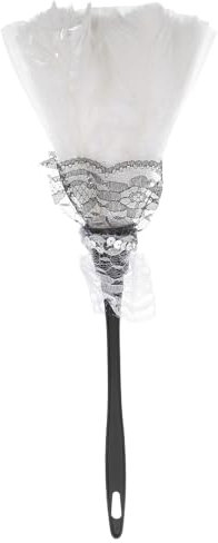 COSMEVIVI Einzigartiger Staubwedel Mit Spitzenbesatz Für Hexen-Cosplay Weiß Als Kostümzubehör