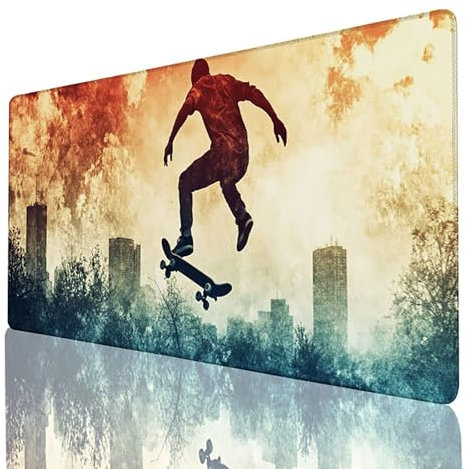 Gelb Mauspad Groß, Gaming Mousepad XXL 500 x 250mm, Schreibtischunterlage Skateboard Mausepad mit vernähten Kanten, Wasserdicht rutschfeste Unterseite Kautschuk Desk mat Gaming Zubehör 1N- 2- S