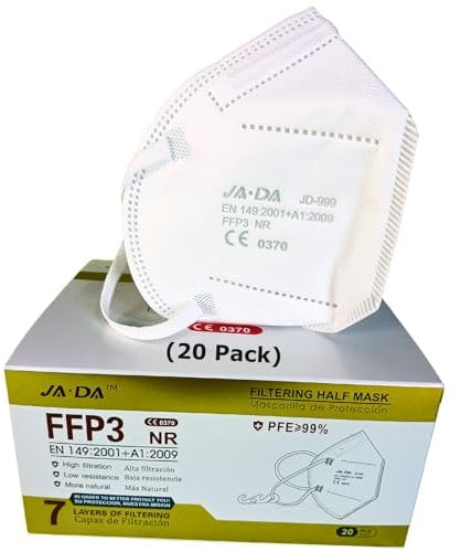 Spanner In The Works FFP3 Dust Masks Pack of 20 - Individually Wrapped Disposable Face Masks | 7 layer Work Mask EN149 Certified