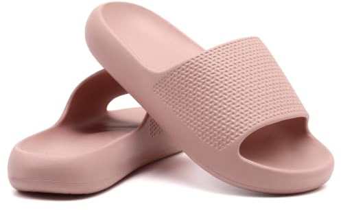 Uonesone Claquettes Femmes Hommes été Chaussons,Orthopédique Pantoufles Antidérapant Séchage Rapide Bout Ouvert Super Doux Confortable Semelle épaisse(Rose,40/41 EU)