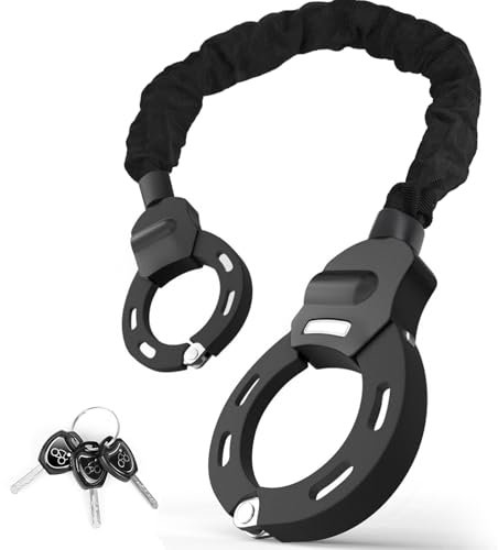 Candado de Bicicleta Antirrobo con Llave, Candado de Cadena Grueso de 10mm para Scooters/Patinetes Eléctricos/Bicicletas/Motocicletas, Cabezal Giratorio 360°, Resistente al Agua y Corte