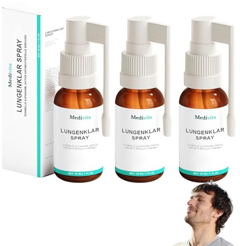 Medivita Lungenklar Spray, Professioneller Lungenklar Inhalator, Bietet sanfte Lungenreinigung an, Natürliches Lungenkraut Herbal Lung Spray, Das Medivita Spray eignet sich für alle (3 Flasche)