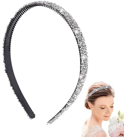 Silver Rhinestone Headband for Women, Wedding Guest Hair Accessories with Non-Slip Padded Band, Crystal Headpiece Hair Accessories Wedding Guest for Parties Events & Everyday Wear