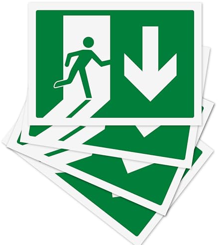4 Adesivi Uscita Emergenza formato cm 21x15 | Segnaletica Uscita di Sicurezza | 4 pz