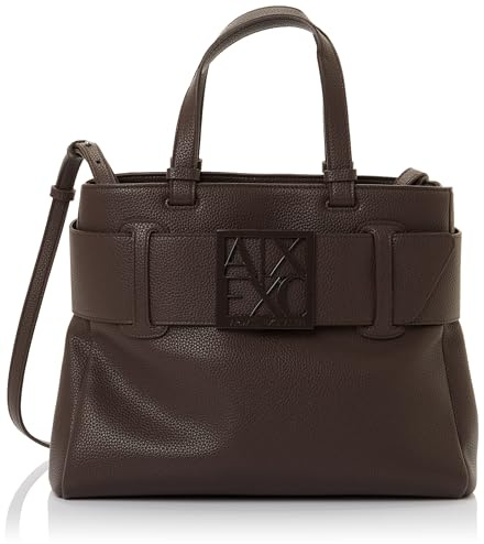 Armani Exchange Women's Susy, Essential, sustainable, Soft, Metal Logo, SHOPPING BAG, Brown, One size
