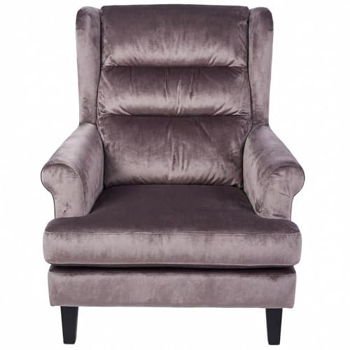 FWStyle Loretta Mink Velvet Ribbed Back Cushioned Armchair – Luxury Upholstered Lounge Chair with Plush Seat and Armrests for Living Room, Bedroom, or Home Office