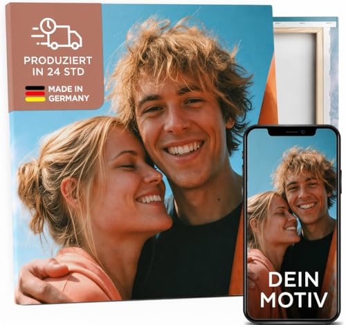 PRINTHOUSE Foto auf Leinwand personalisiert, Made in Germany, 80x80 cm | Handgefertigt in 24h, UV-Pigmenttinte, strukturierte Künstlerleinwand, extra dicker 2,5 cm Keilrahmen, aufhängefertig
