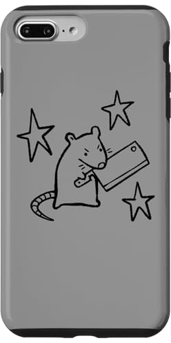 Années 90 Y2K Rat maléfique en colère avec Couteau sous étoilé Coque pour iPhone 7 Plus/8 Plus