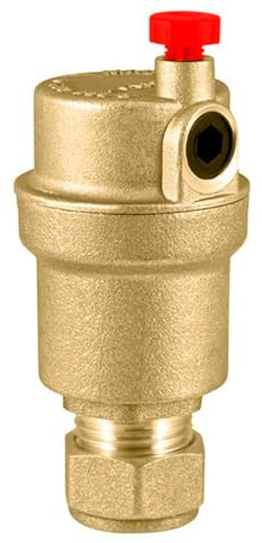 Automatic Air Vent with 15mm Compression, Cylinder Style for Trapped Air Removal | Brass Body | Suitable for Heating & Cooling System