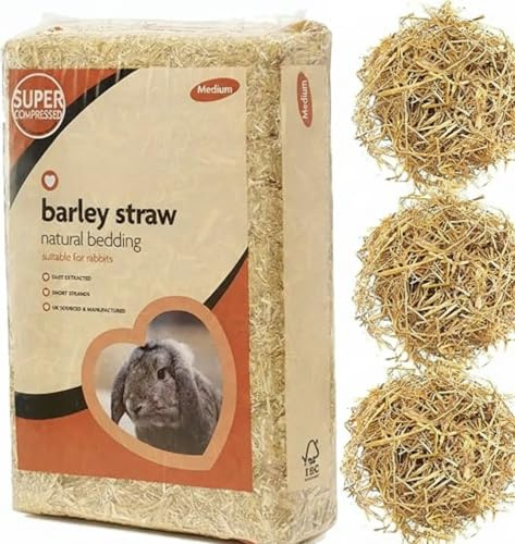 Barley Straw Small Animal Bedding – Dust Extracted Biodegradable Pet Bedding for Rabbits, Hamsters, Guinea Pigs, Gerbils, Mice & Chinchillas-A83 (Barley Straw)