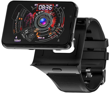 Plyisty Smart Watch 4G con Doppia Fotocamera, Touchscreen da 2,88 Pollici Smartwatch per Chiamate Bluetooth 4G/5G Compatibile con Android 11 6 GB RAM 128 GB ROM Supporto GPS Batteria (BLACK)