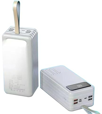 Grande Banque d'alimentation 120 000 mAh, Chargeur Portable USB C Haute capacité, 3 Entrées et 4 Sorties, Batterie de Charge Rapide 18 W pour Camping en plein air et Voyage(Size:100000mAh,Color:Blanc)