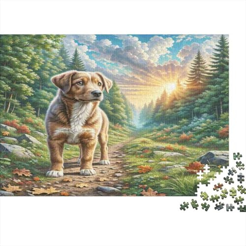 Naturerlebnis 1000 Teile Hund Puzzle für Erwachsene Dickes Papier Waldlandschaft Intelligenztraining Wohnkultur 52x38cm/1000pcs