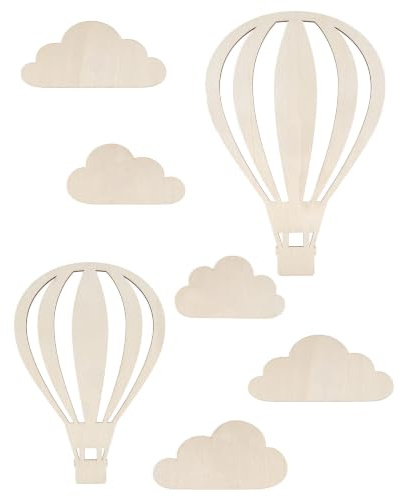 ARTREE Kinder Holz Wanddekoration, Regenbogen, Wolken, Schmetterlinge, Luftballons & Rakete, sichere Wandaufkleber für Babyzimmer, Spielzimmer, Kindergarten und Klassenzimmer