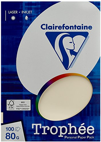 Clairefontaine 4104C - Ries Druckerpapier / Kopierpapier Clairalfa PPP, DIN A4, 80g, 100 Blatt, Sand, 1 Ries