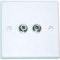 Face Plate - 2 F Type - Satellite (Sky, NTL, Virgin) / TV Socket Connections - F Type Coaxial. Single Gang Wall Plate Twin F Type - Euronetwork Ltd