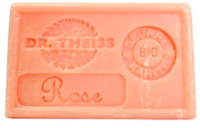 Dr Theiss - Savon de Marseille Rose - Pain de Savon au Beurre de Karité Bio et à l'Huile d'Olive Bio - Savon de Marseille Authentique - 125gr