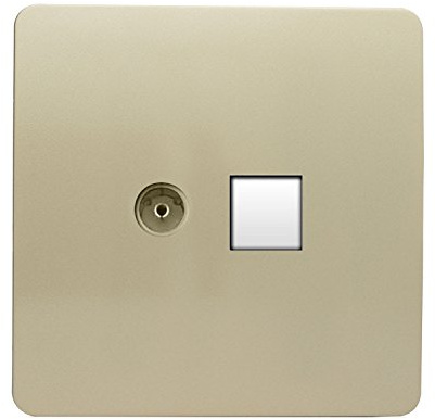 Trendi Switch Artistic Modern Glossy TV Co-axial Socket & PC Trendi Switch Artistic Modern Glossy TV Co-axial Socket & PC CAT 5 or 6 Ethernet Socket Gold Ethernet Socket Gold