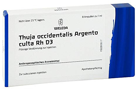THUJA OCCIDENTALIS ARGENTO culta D 3 Ampullen 8X1 ml