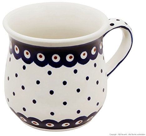 Bunzlauer keramik 250 ml Becher – ergonomisch geformt, leicht bauchig, handlich & traditionel perfekt für Kaffee & Tee (Dekor 28)