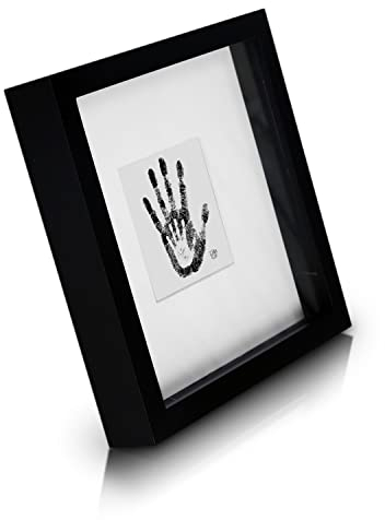 Classic by Casa Chic - marco de cuadro de madera real - negro - 23x23 cm y 4,5 cm de profundidad - vidrio de seguridad - con passepartout de 10x10 cm - marco de objeto 3d - ancho de marco 2 cm