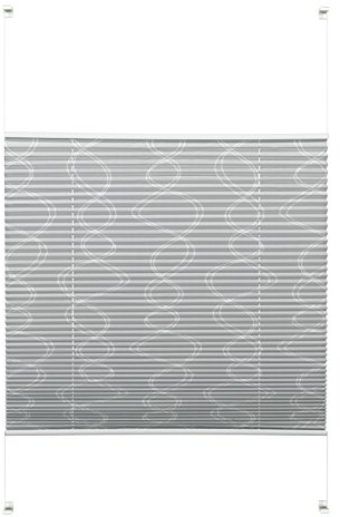 Gardinia Plissee zum Klemmen oder Kleben, Blickdichtes Faltrollo, Alle Montage-Teile inklusive, EASYFIX Plissee Dekor verspannt mit zwei Bedienschienen, Curl, Grau, 50 x 130 cm (BxH), Curl Grau, 33815