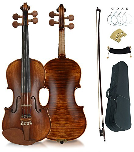 Aliyes Akustische Violine für Anfänger, 3/4-Größe, handgefertigt, Massivholz