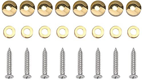 SHANOER 8 Pcs 10mm Dia Brass Mirror Screws with Decorative Cap Cover Nails,Golden Finish(Cap Diameter 9.3mm)