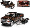 Ford F350 1999 Schwarz Orange mit Motorrad 2002FXSTB Night Train HarIey Davdson 1/24 Modell Auto mit individiuellem Wunschkennzeichen