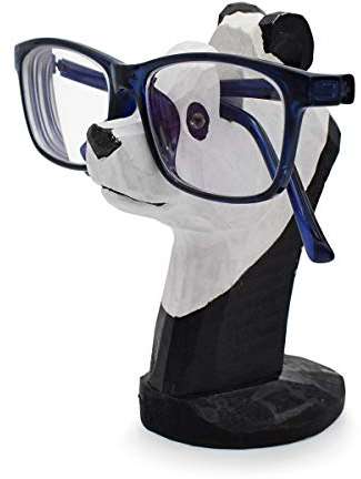 VIPbuy Lustige Brillenhalter Holz Handgeschnitzt Brillenständer Tierform Sonnenbrillenhalter und Brillenablage Gläser Aufbewahrung Geschenk für Kinder Schreibtisch Heimbüro Deko (Panda)