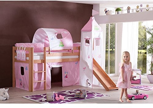 Relita Spielbett mit 4tlg. Stoffset Princess, Buche massiv Natur lackiert