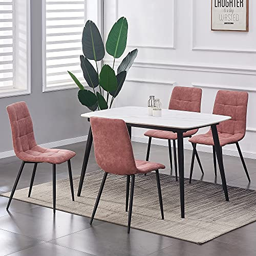 mcc direct Set of 4 Faux Matte Suede Leather Dining Chairs With metal Legs home& restaurants henri [Black*Grey *Light Grey* Pink] (pink)