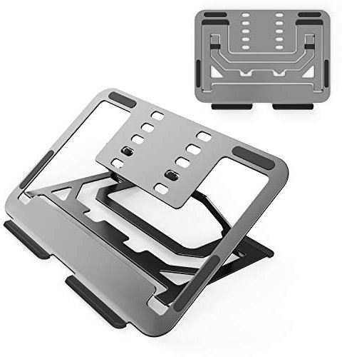 VAWcornic Support Ordinateur Portable, Support PC Portable à 5 Niveaux Réglables, Refroidisseur en Aluminium Ventilé Compatible avec MacBook, Dell, Lenovo, HP, Autres Laptops Tablettes 10” - 15.6”