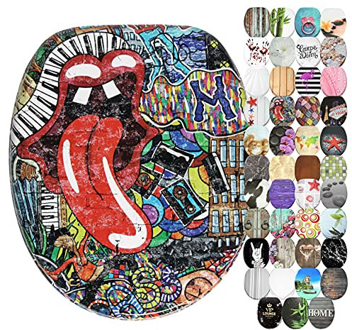 Sanilo Sedile WC con chiusura ammortizzata, grande scelta di belli copriwater da legno robusto e di alta qualità (Graffiti)