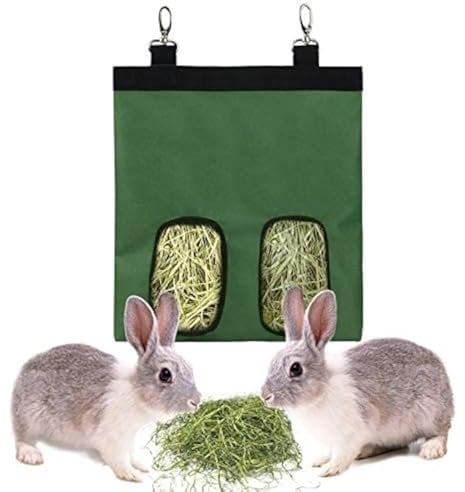5665 Kaninchen-Heu-Futtertasche, Meerschweinchen-Heu-Futterstation, Kaninchen-Heu-Tasche, Meerschweinchen-Heu-Futterspender für Kleintiere, 600D-Oxford-Stoff (grün)