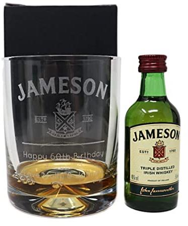 Personalised Dimple Tumbler & Miniature - Jameson Label Design (Cardboard Gift Box)