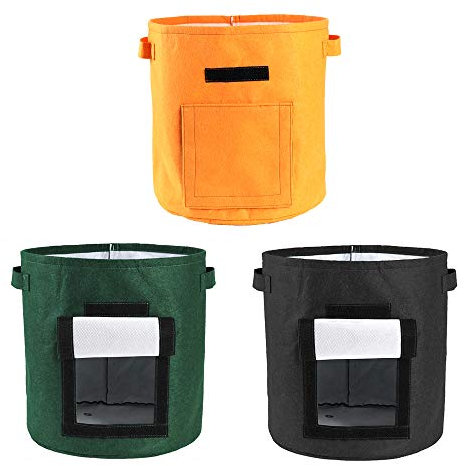 EESLL 3Pack 8 Gallon Potato Planter Bags,Garden Vegetables Grow Bags Plant Container Garden Pot with Handles and Flap Access Garden Tub for Vegetable(Mixed Color)
