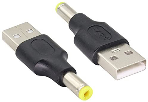 AAOTOKK (2-Unidades 5V DC a USB ADAPTER DC Power Converter plug USB 2.0 a Macho a DC Macho enchufe de Manga 5V DC o Conector de cable de Alimentación DC para Dispositivos de carga USB (DC 5.5×2.5mm)