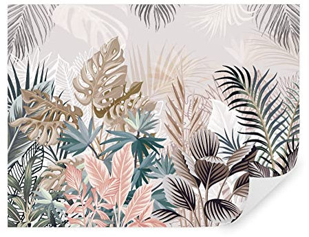 Tapeko Papier Peint Jungle 360x250 cm style 3D Jungle Tropiques Palmiers Feuillage Arbres Nature Papier Peint intissé pour Chambre Salon Personnalisé Décoration Murale u30460