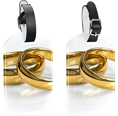 Gepäckanhänger, 2 Stück PU Leder Gepäckanhänger Privatsphäre Schutz Golden Eheringe