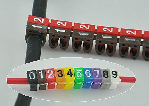 100Pcs 0-9 1.5mm-6mm Arabic Numerals M Type CAT 6 Clip Network Ethernet Wire Number Label Tube Cable Marker-6mm
