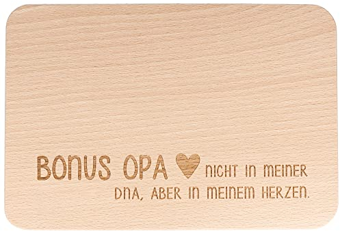 Spruchreif | Frühstücksbrettchen mit Gravur Bonus Papa | Brotzeitbrett mit Schriftzug | Geschenk für Stiefopa zum Vatertag