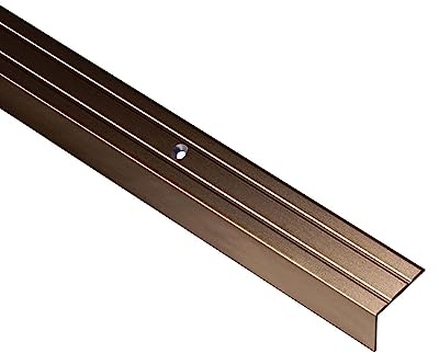 Gedotec Profilé d'angle pour escalier en aluminium bronze - 2000 mm - Profilé de sol perforé à visser - Profilé de protection d'angle 25 x 20 mm - 1 pièce - Profilé d'angle pour escalier avec rainures