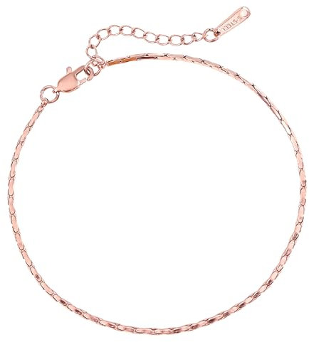 Filigranes Damen Armband aus Edelstahl • Silber Gold Rosé • Minimalistisches Armband • Armbänder für Frauen • Silberschmuck Gold-Schmuck • Feine Cuban Link Chain Armkette (Zopf Design Rosé)