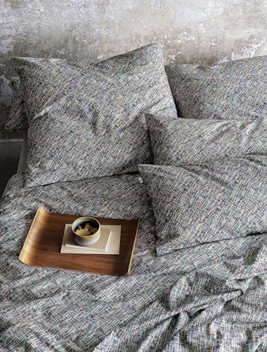 Irisette Mink Flausch Cotton Bettwäsche 135x200 Weboptik Strick blau 8871-20
