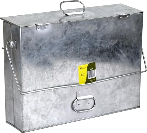 Sterling Ventures Galvanised Metal Ash Carrier Ash Bucket with Lid & Handle Hot Tidy Box Container Fireplace Pan Bucket Bin Fire Pits Wood & Coal Burning (Silver)