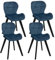 IDMarket - Lot de 4 chaises ROBINE en Velours Bleu Pieds Noirs