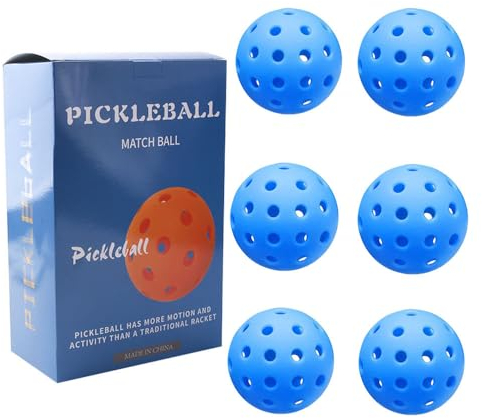 KOOMAL Match Buddy PickleBall Trainer, 40 Löcher Rebound Ball mit Seiltrainer Baseboard, Pickleball Trainingshilfen, Pickleball Bälle Tennis Trainer (6 blaue Bälle)