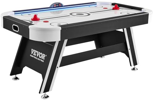 VEVOR Mesa de Hockey de Aire para Niños y Adultos Juego Air Hockey Mesa Marcador Electrónico Luces LED con 2 Discos y 2 Empujadores Juego de Hockey para Sala de Juegos, Hogar, 183x102x81,2 cm