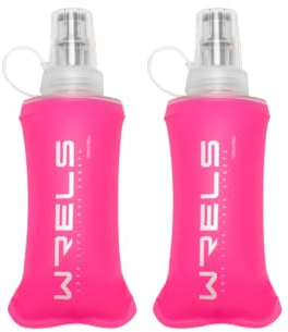 WRELS Folding Soft Flask Portable Collapsible Running Lightweight Water Bottle for Outdoor Sports,Travel with Mouthpeice Cover(150ml-2 Packs)